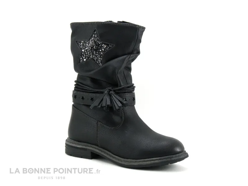 Achat chaussures BM Footwear Enfant Botte et Bottillon, vente BM Footwear 2161002 Black - Botte fillette noire - Etoile glitter