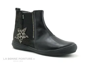 Achat chaussures Bopy Enfant Botte et Bottillon, vente Bopy SAMALO Noir - Etoile leopard - Bottine mode fille