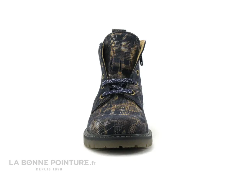 Achat chaussures Bopy Enfant Botte et Bottillon, vente Bopy SUSIE quadrille bleu marine - Boots mode Fille