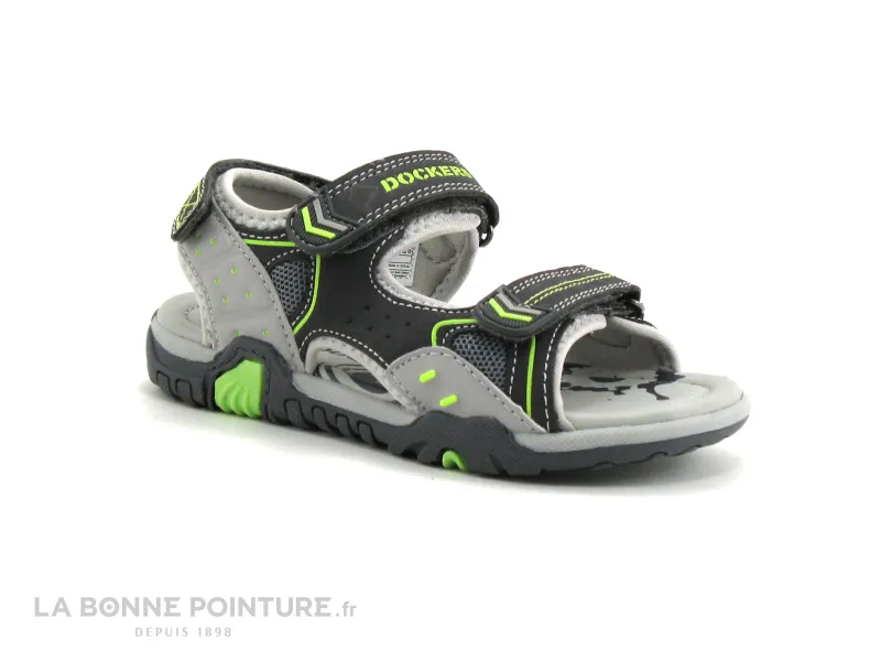 Achat chaussures Dockers Enfant Nu-pieds, vente Dockers 44EM601 637120 - Gris - Noir - Nu-pieds GARCON