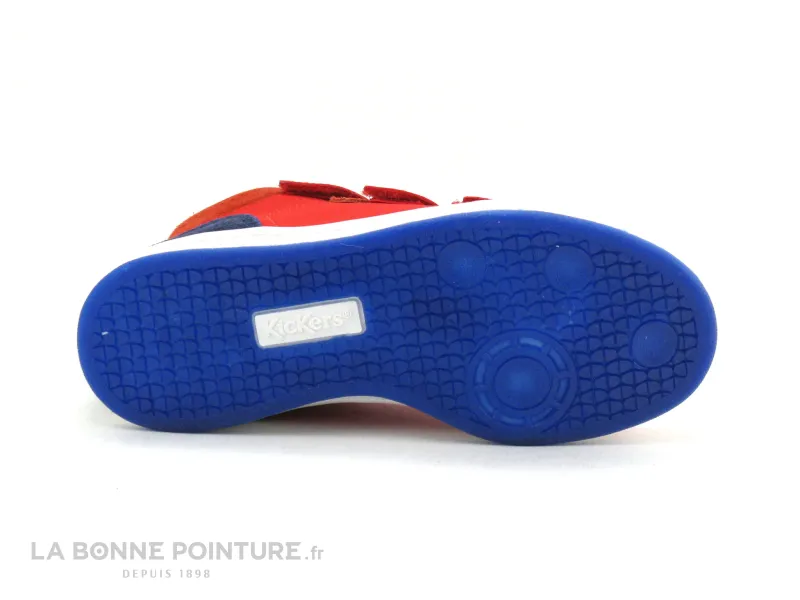 Achat chaussures Kickers Enfant Botte et Bottillon, vente Kickers BILBON Velcro - Rouge - Marine - Basket montante GARCON