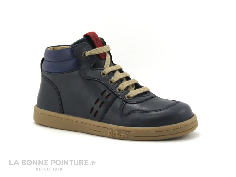 Achat chaussures Kickers Enfant Botte et Bottillon, vente Kickers TACKFLO Marine Bleu Rouge 829890 - Chaussure montante