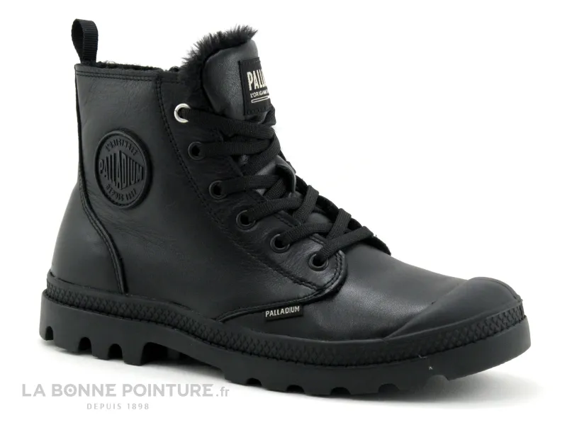 Achat chaussures Palladium Femme Chaussure montante, vente Palladium cuir noir 21H77056 Black Hi Zip - Chaussure montante