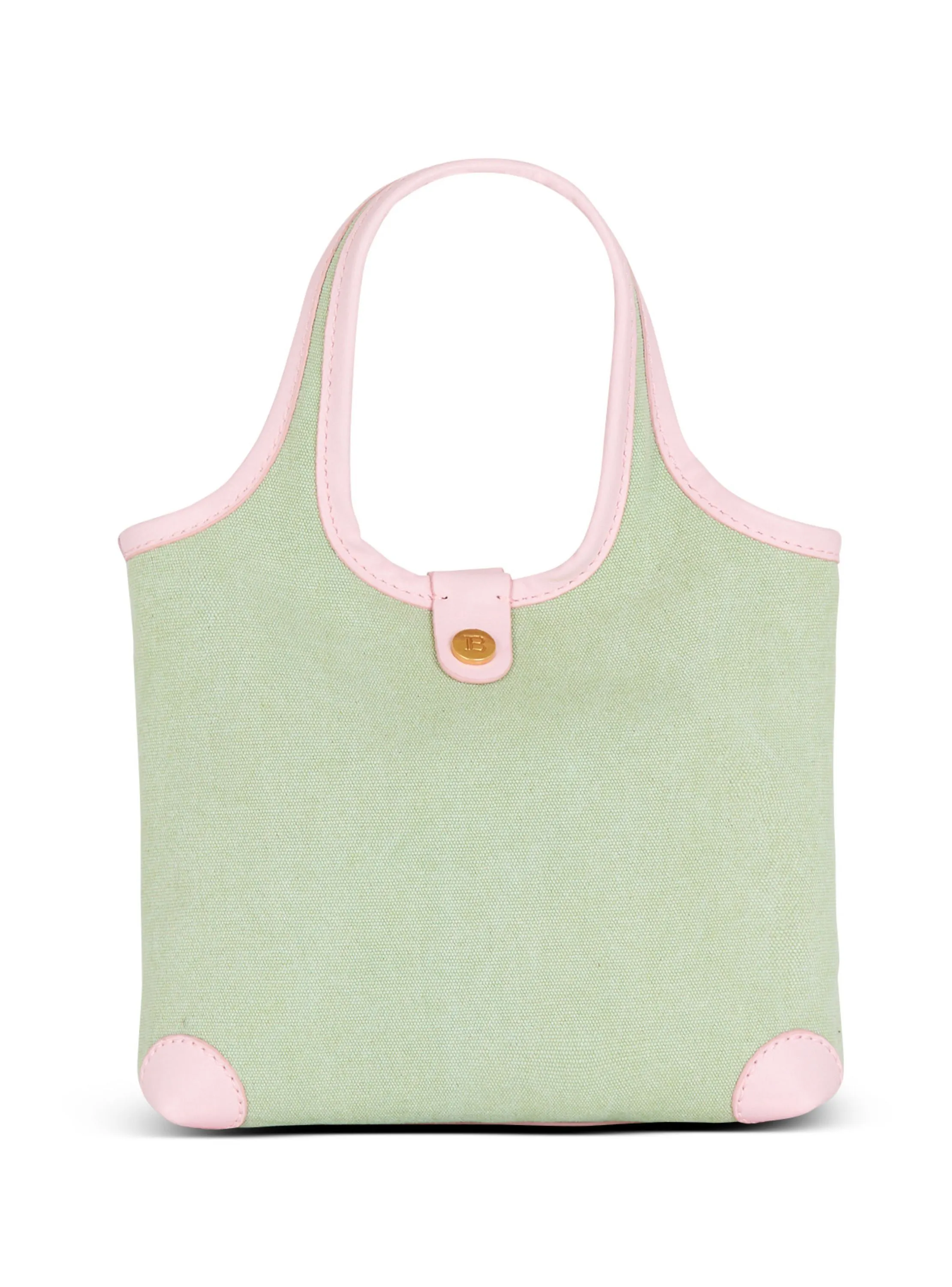 BALMAIN  Mini grocery bag b-army en toile et cuir - Vert