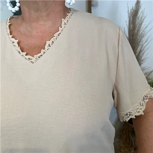 Blouse Été Unie Melya Beige - Bleu Clair