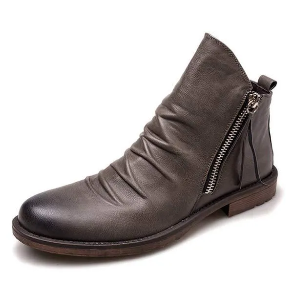 Botte Année 70 Vintage en Cuir Marron