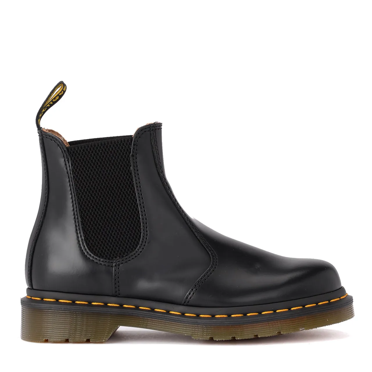 Botte combat Dr. Martens 2976 cuir noir avec surpiqûres jaunes