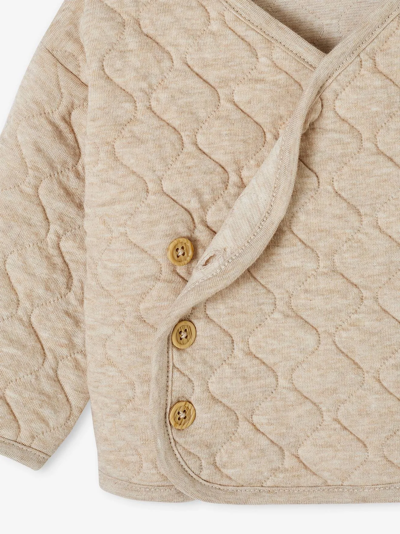 Cardigan ouverture croisée naissance bébé beige chiné - Vertbaudet