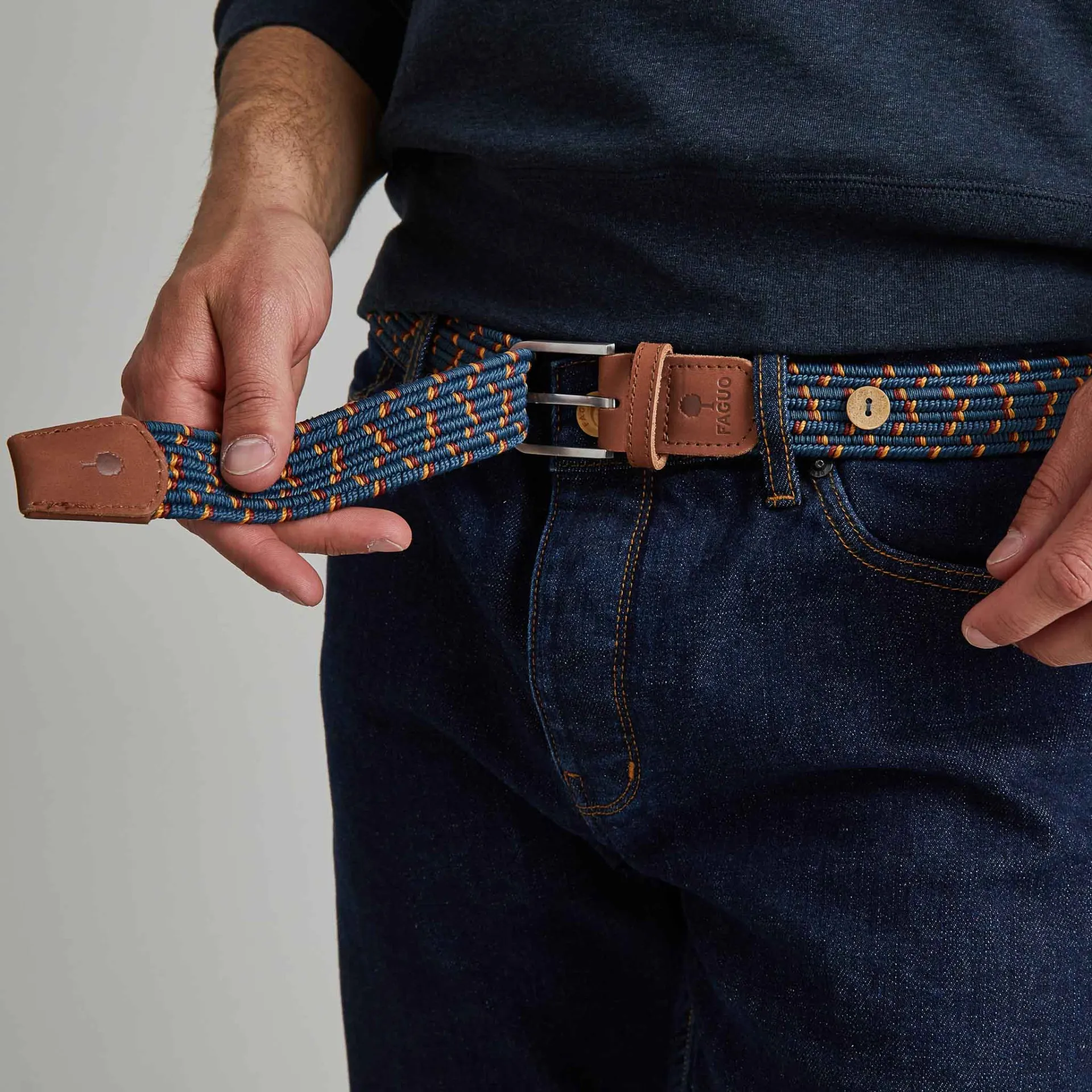 Ceinture bleu marine & rouge bleu marine & rouge - modèle Belt - FAGUO