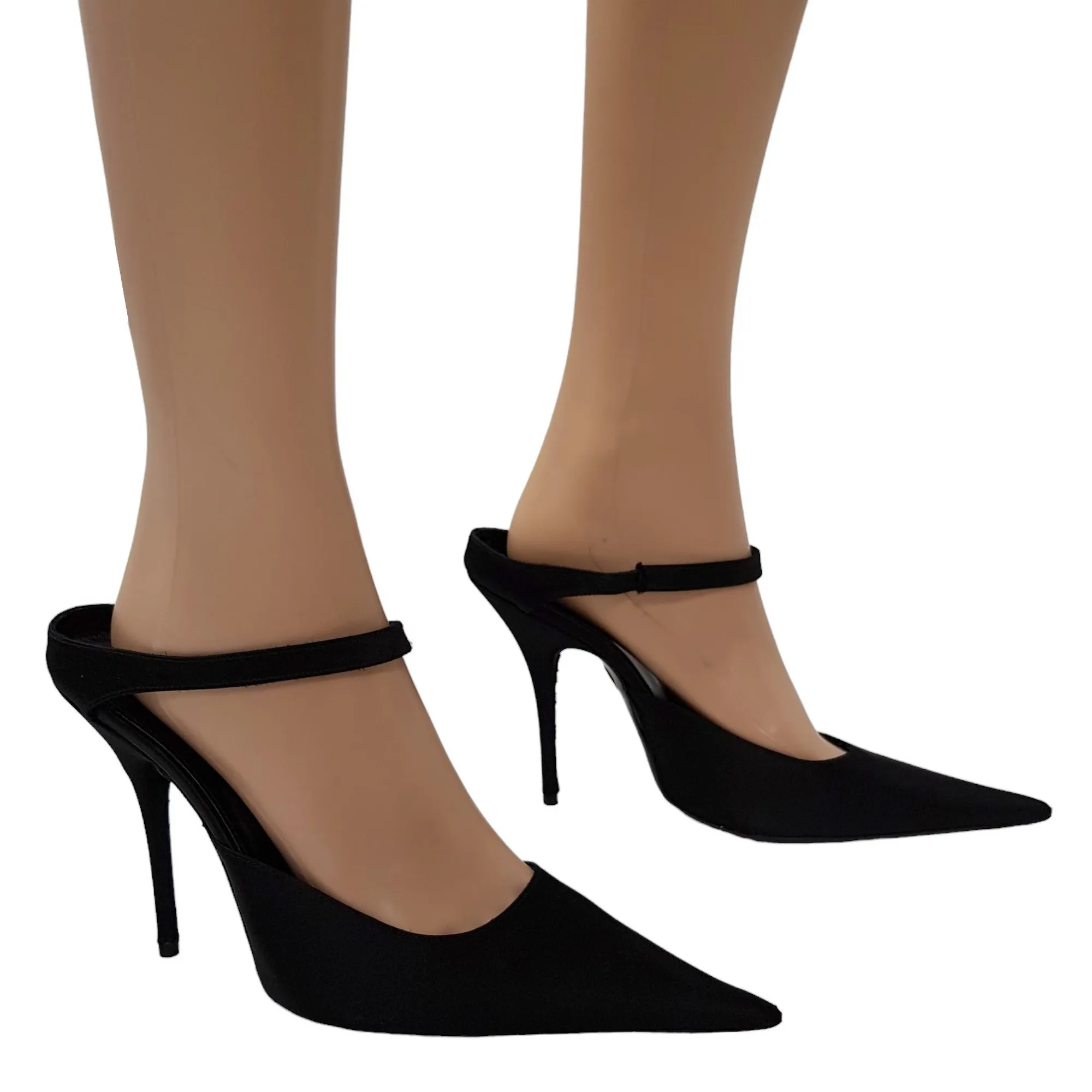 Chaussure mule Balenciaga P 40 en satin noir