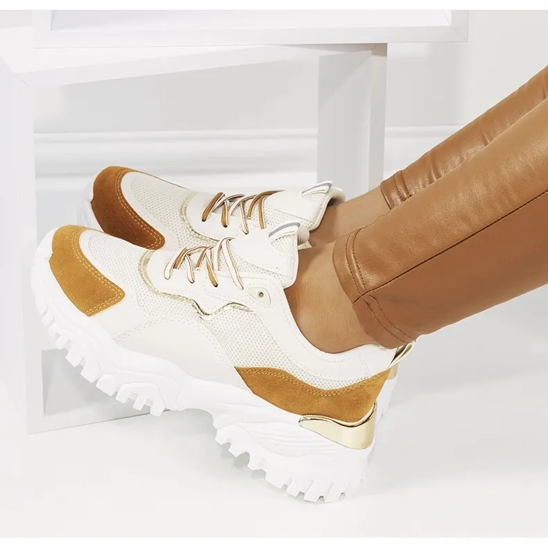 Chaussures de sport beiges Osorio brun d'or
