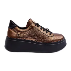 Chaussures de Sport en Cuir à Plateforme Maciejka 06191-24 Cuivre brun