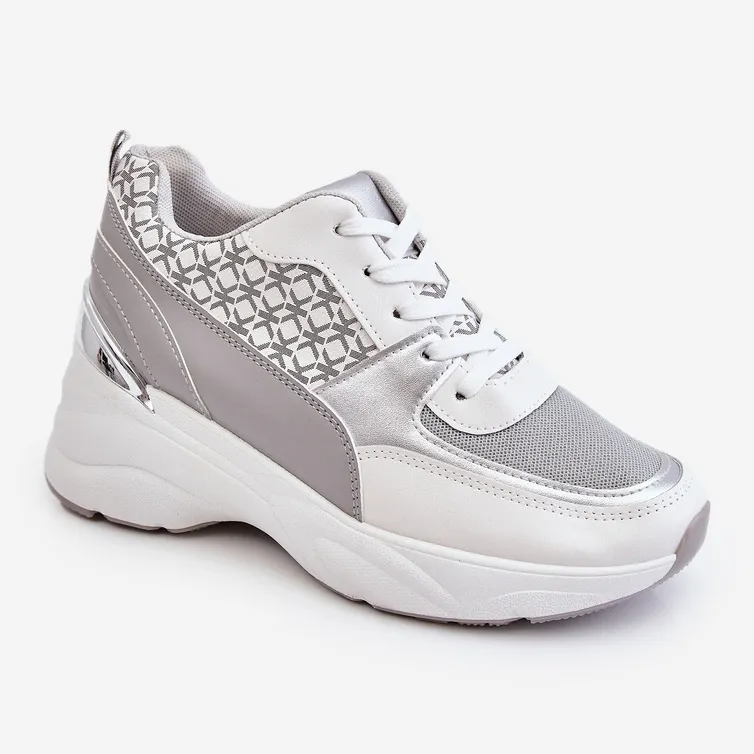 Chaussures De Sport Pour Femmes Sur La Plateforme Blanc Et Gris Ferrina blanche