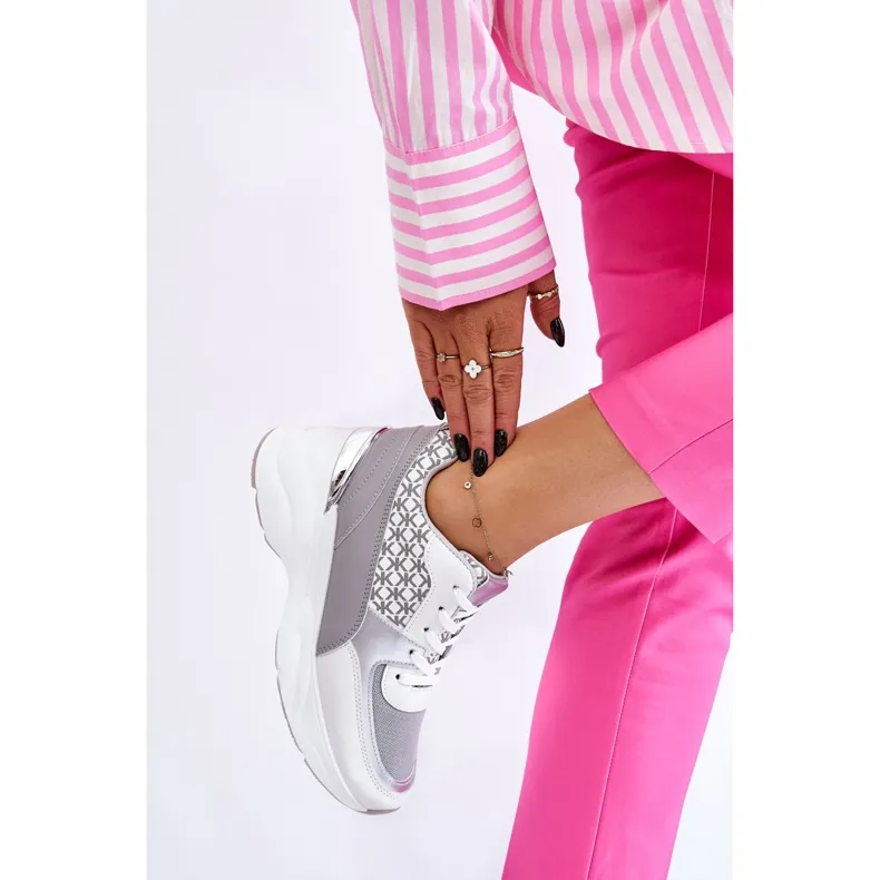 Chaussures De Sport Pour Femmes Sur La Plateforme Blanc Et Gris Ferrina blanche