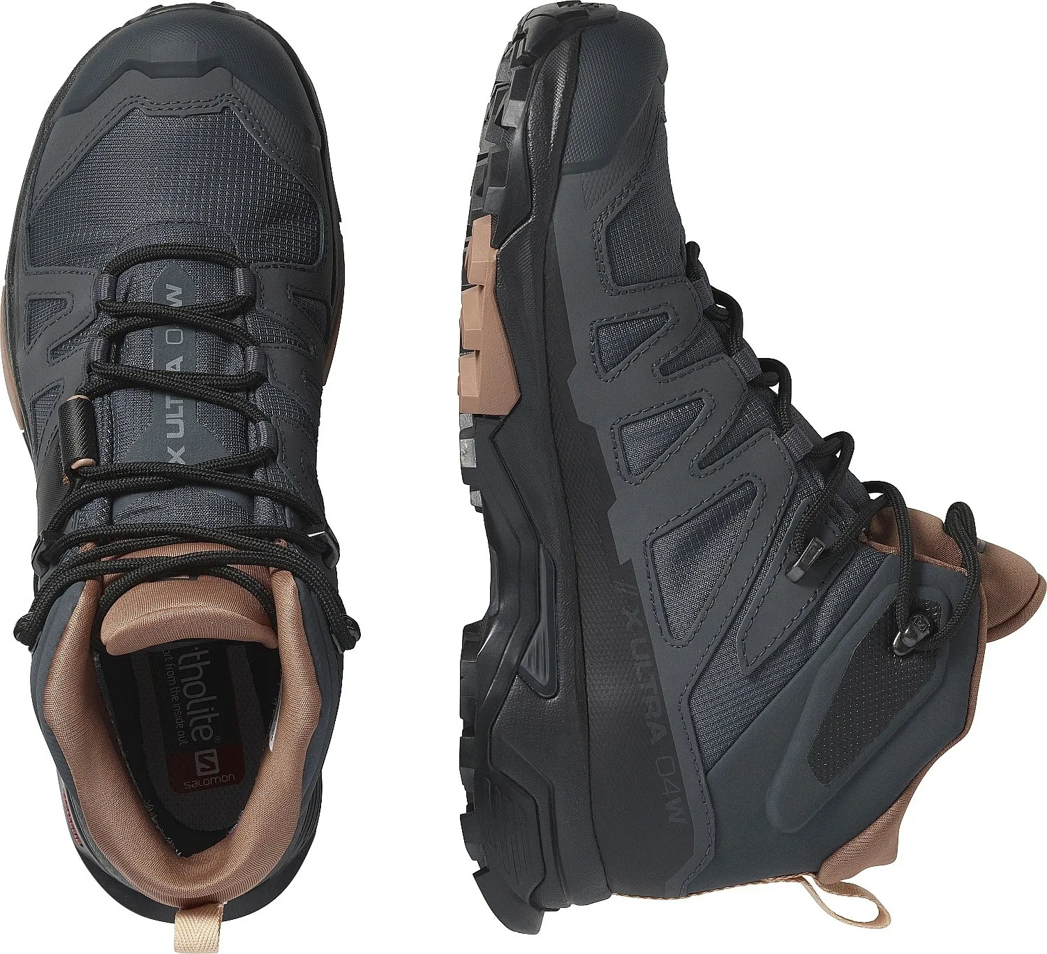 chaussures Salomon X Ultra 4 Mid Wide GTX W - Ebony/Mocha Mousse/Almond Cream - women´s