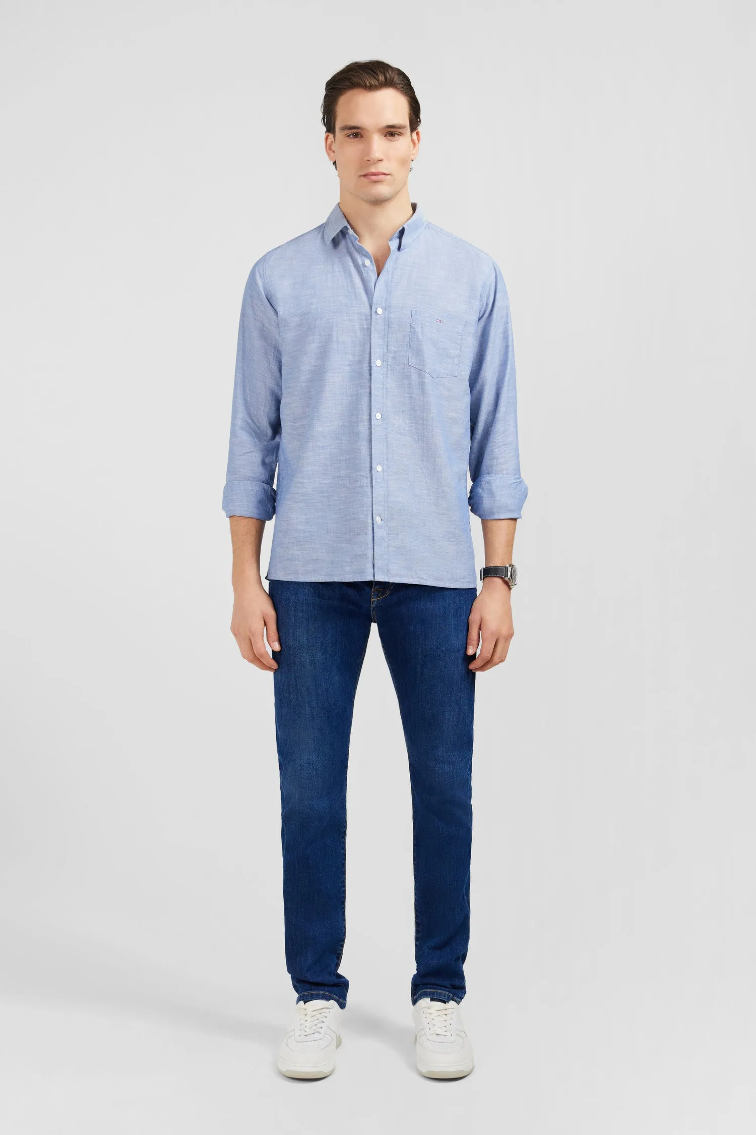 Chemise bleue unie