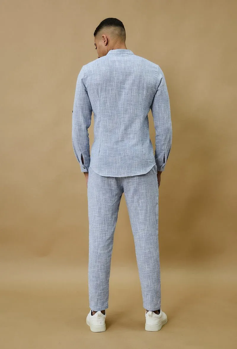 Chemise à col mao effet lin
