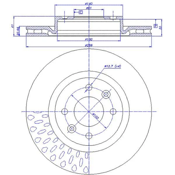 Disques de frein REDSPEC Rainurés percés pour RENAULT Clio I ou Megane I 259x20,7 avant