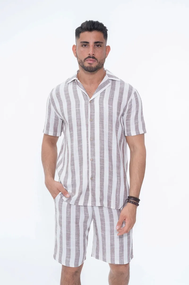 Ensemble chemise et short à rayures