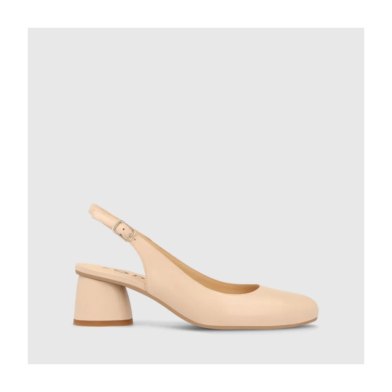 Escarpins à talon ouvert femme en cuir lisse de couleur beige | LODI Chaussures pour femme en ligne.