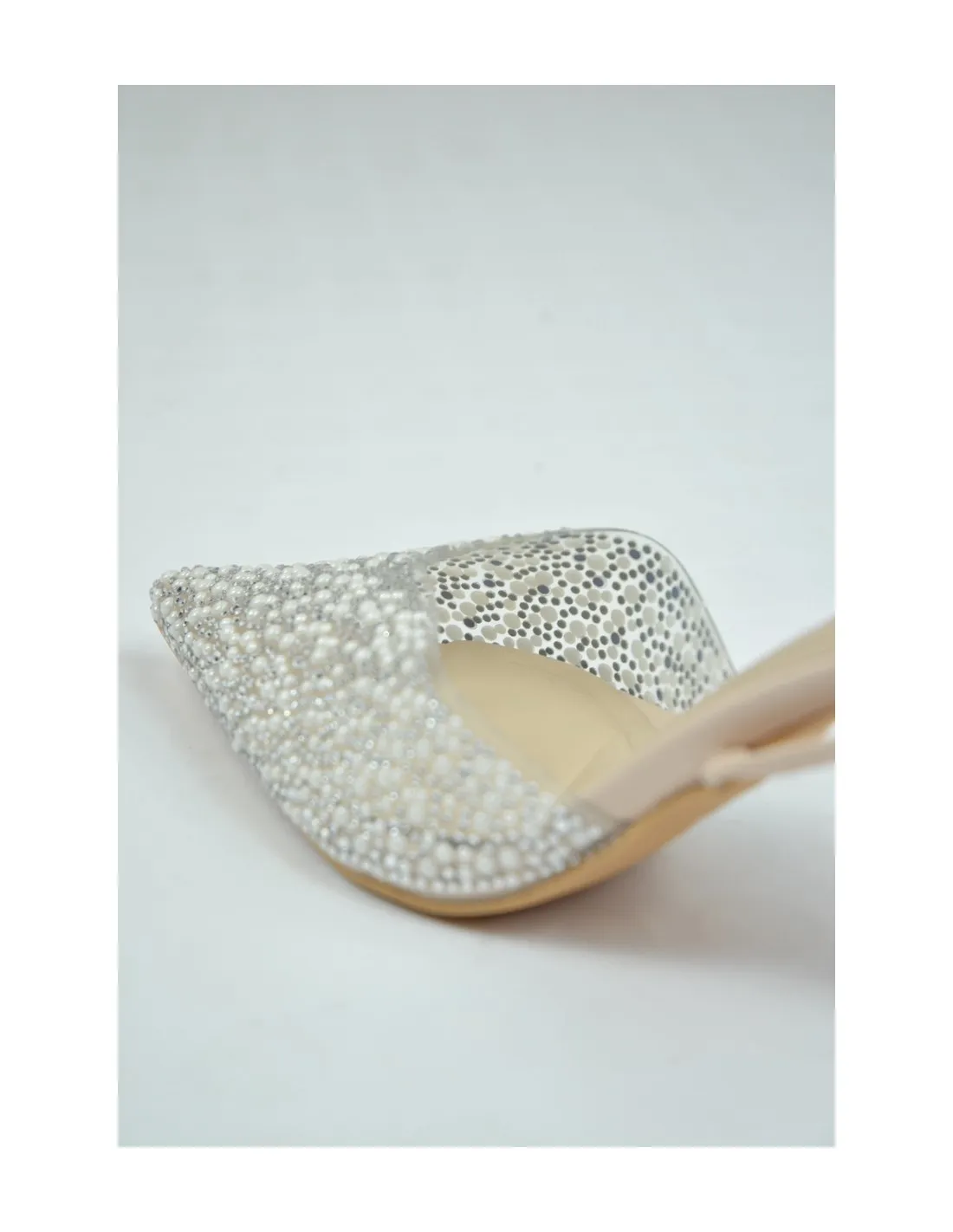 Escarpins à talons blanc à perles - femme