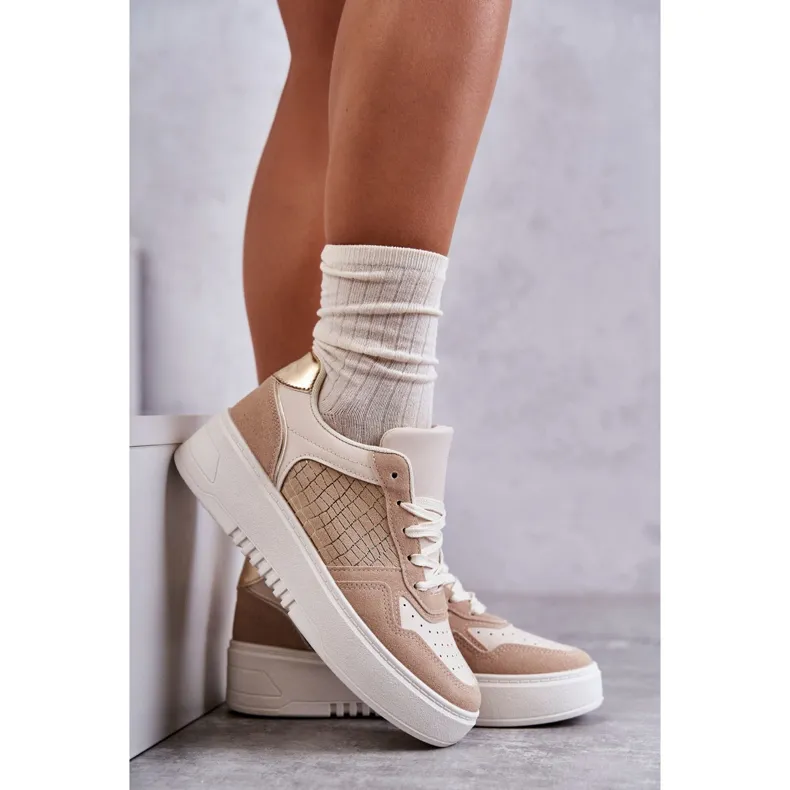 FB2 Chaussures De Sport Basses Pour Femme Sur La Plateforme Beige Kyllie blanche