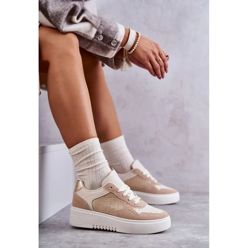 FB2 Chaussures De Sport Basses Pour Femme Sur La Plateforme Beige Kyllie blanche