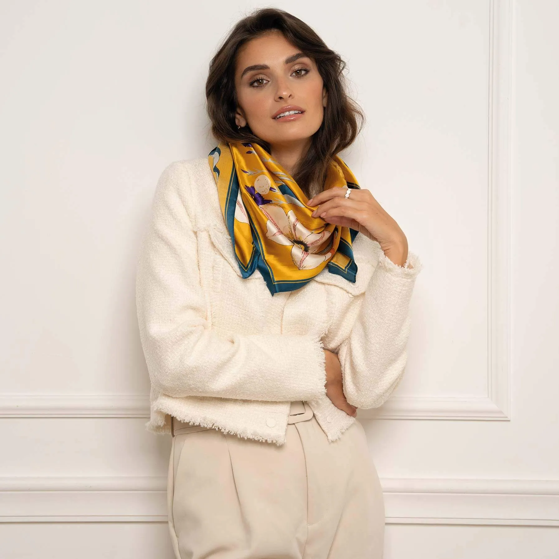 Foulard carré de soie Garden