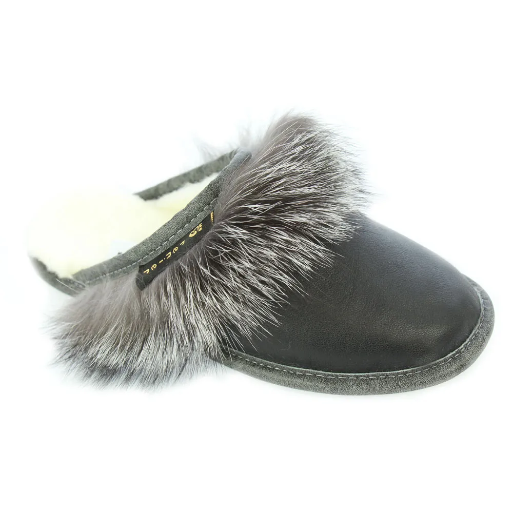 Fourrures Grenier | Mule en mouton et Renard Indigo