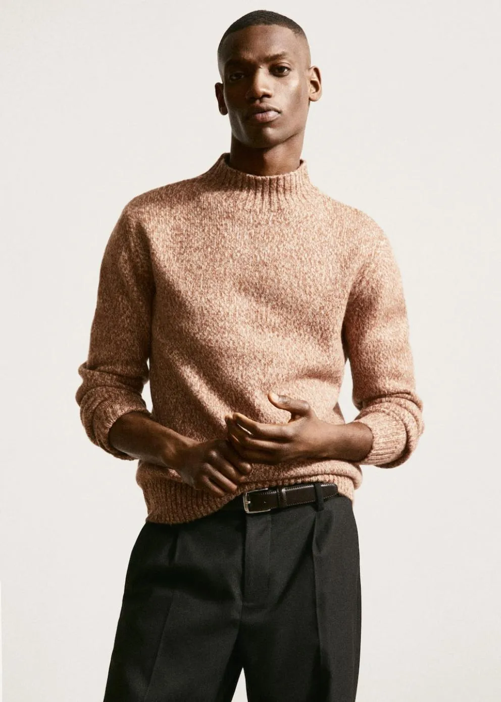 Gilets Et Pull-Overs | Homme MANGO Pull-over Col Montant Jaspé Marron