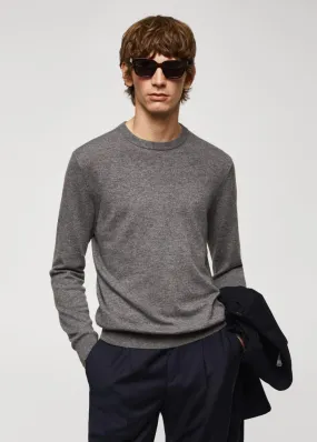 Gilets Et Pull-Overs | Homme MANGO Pull-over Maille Fine Laine Mélangée Gris Chiné Moyen