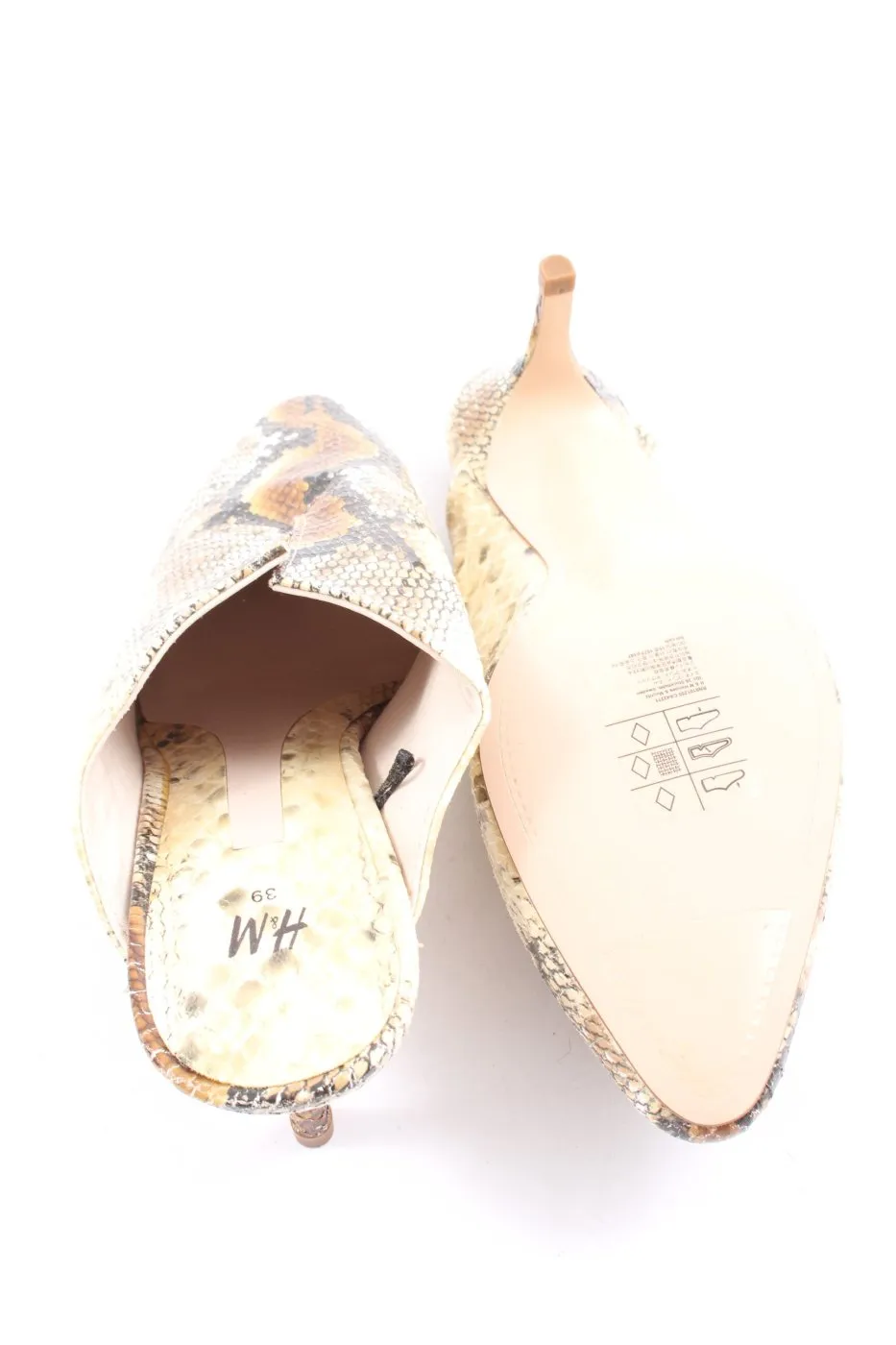 H&M Mule à talon blanc cassé-brun motif animal style décontracté