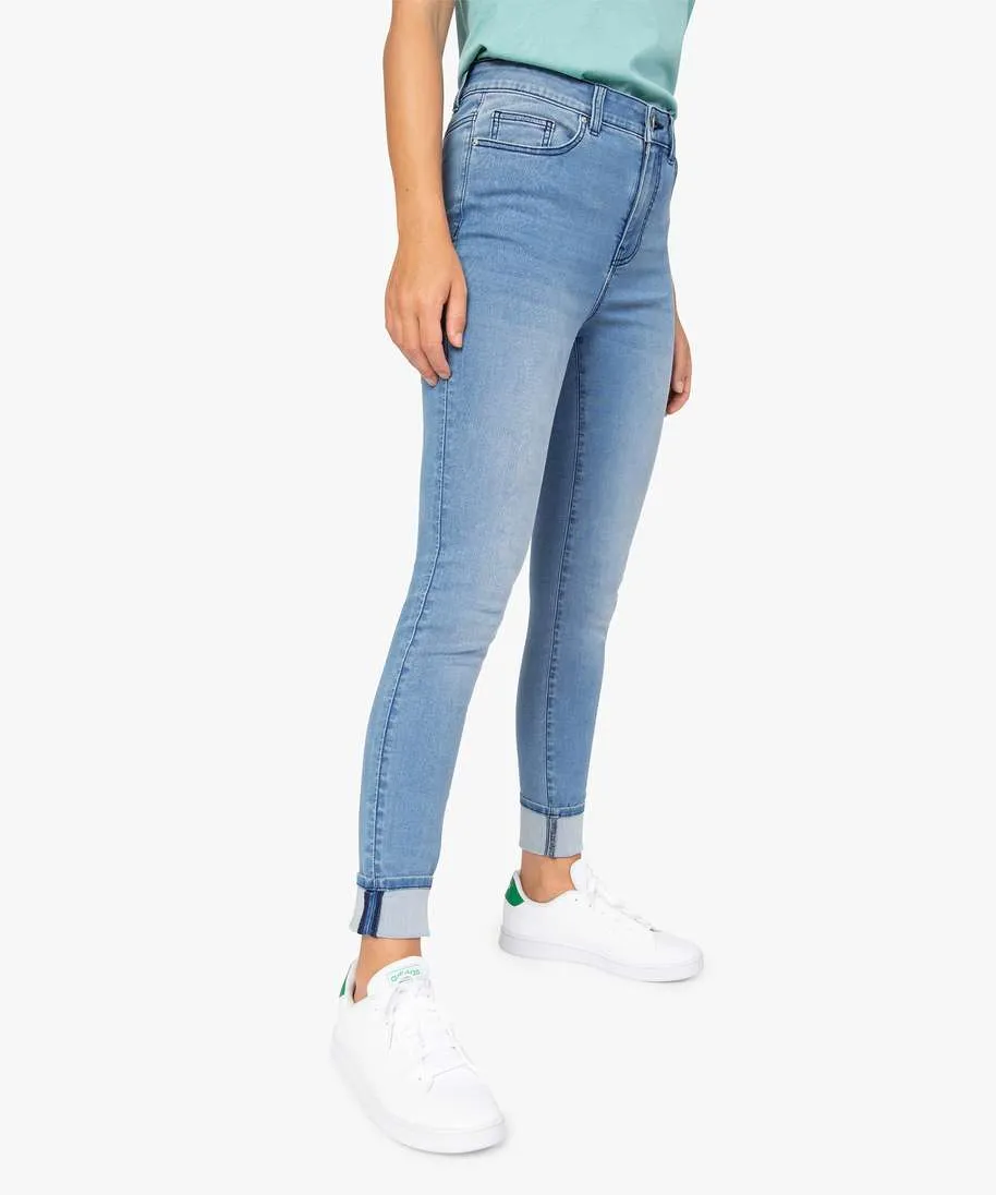 jean femme coupe skinny taille haute gris taille haute