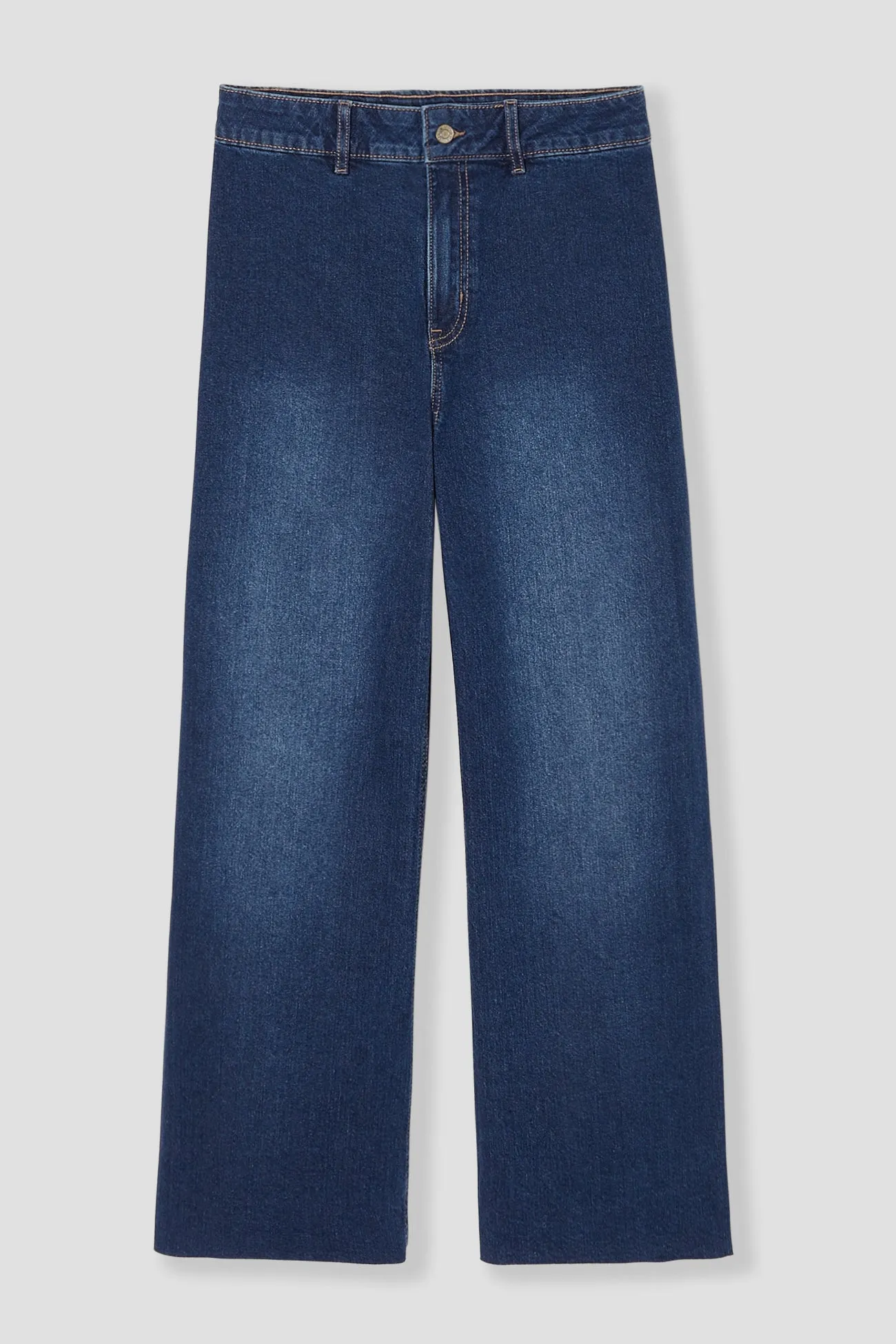 Jean large taille haute Femme - Jean brut