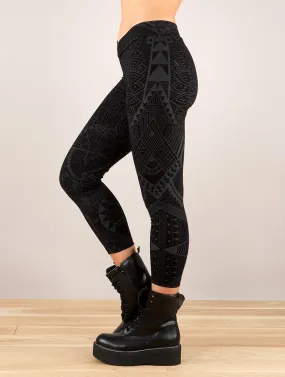 Legging ¾ imprimé Rinji Africa, Noir
