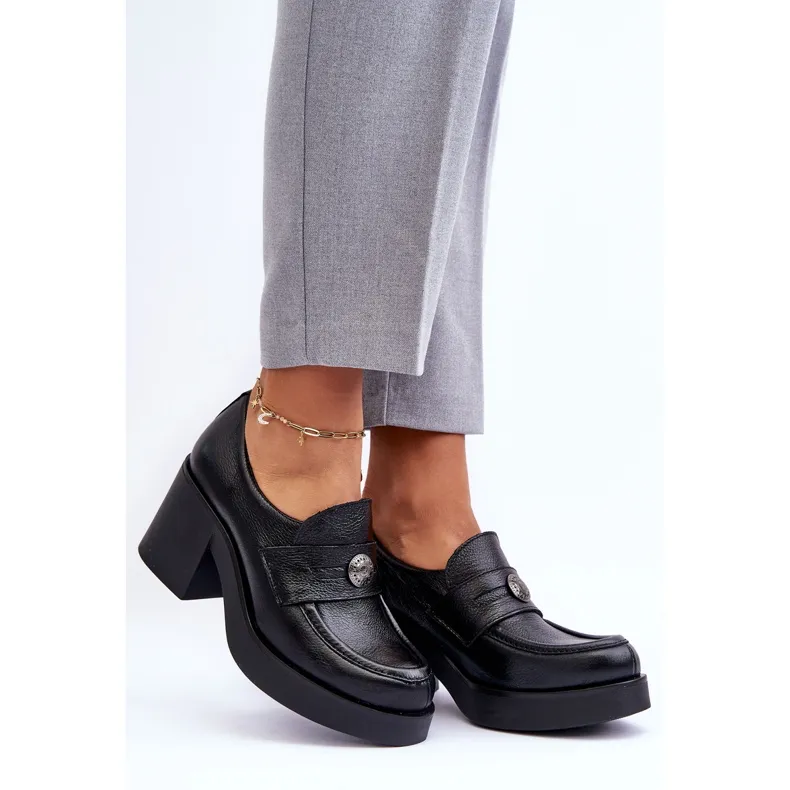 Lemar Chaussures à Talon en Cuir pour Femme Noir Dunadia le noir