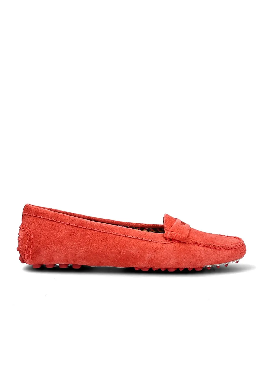 MOCASSIN ROUND DRIVER VELOURS CORAIL