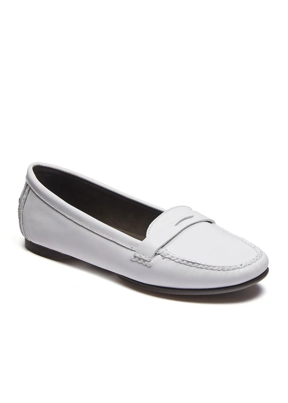 MOCASSIN ROUND MOC CUIR BLANC