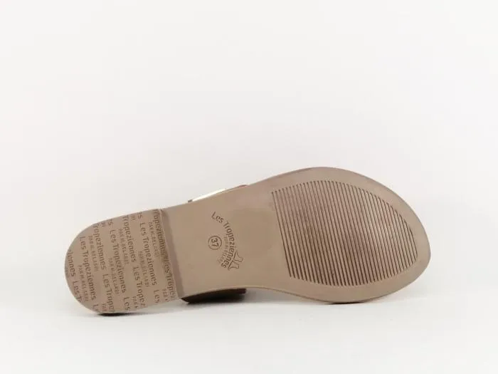 Mule femme chic cuir destockage TROPEZIENNES declic camel à pas cher