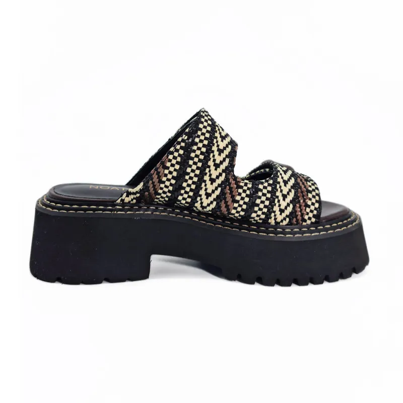 Mule femme en cuir marron et raphia - Noa Harmon - Scarpe