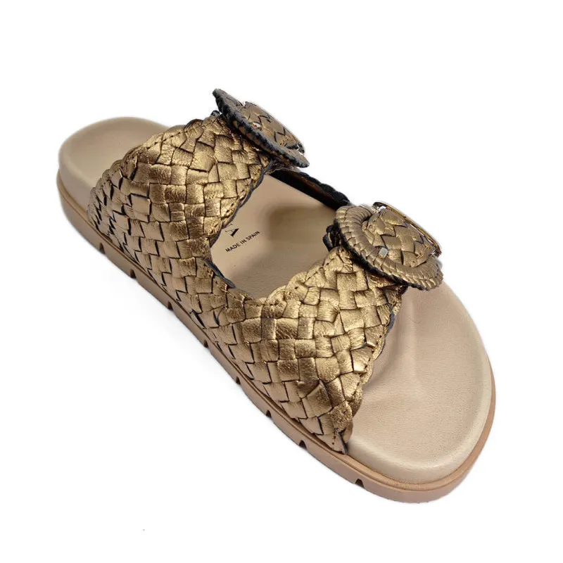 Mule femme en cuir tressé bronze - Pons Quintana - Scarpe