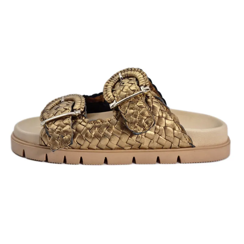Mule femme en cuir tressé bronze - Pons Quintana - Scarpe