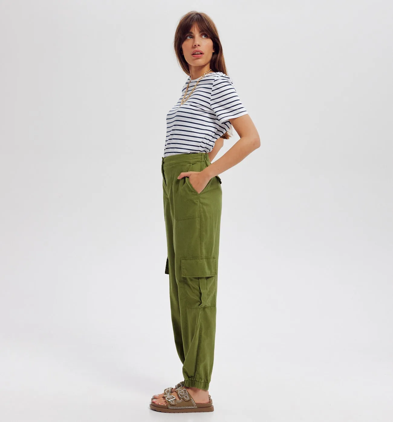 Pantalon cargo en lyocell - Kaki