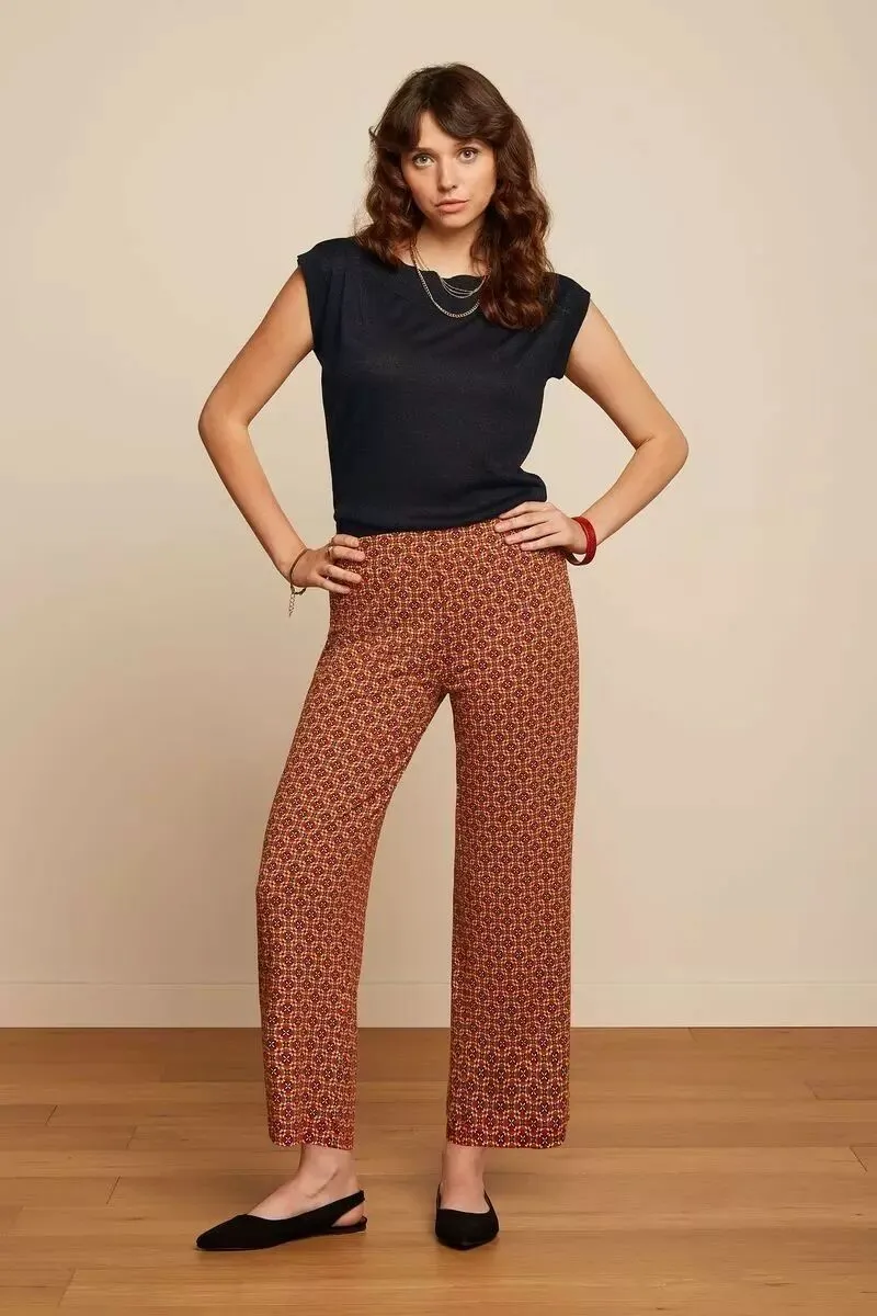 Pantalon fluide imprimé King Louie, Border