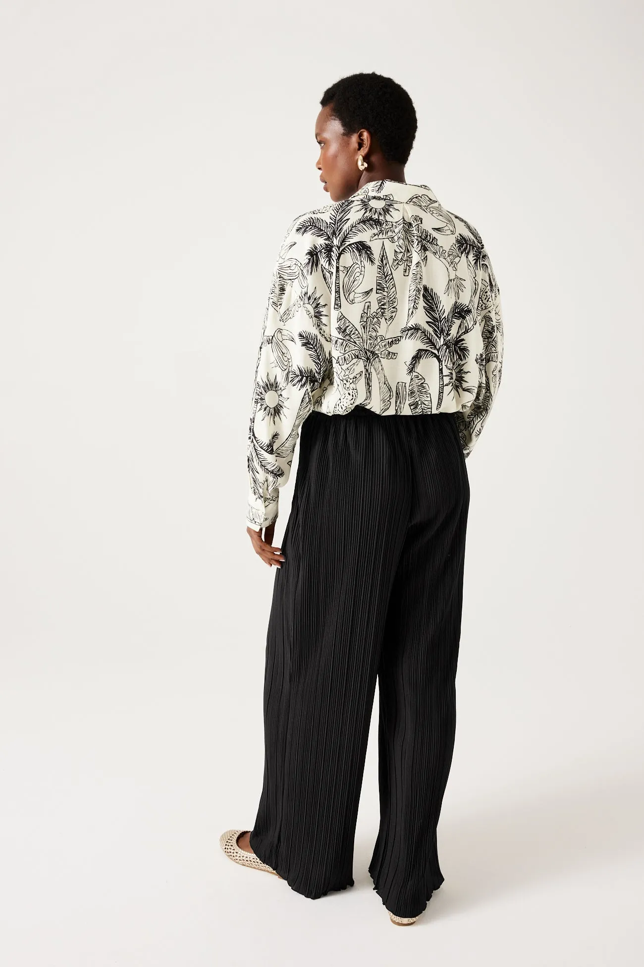 Pantalon large et plissé Femme - Noir