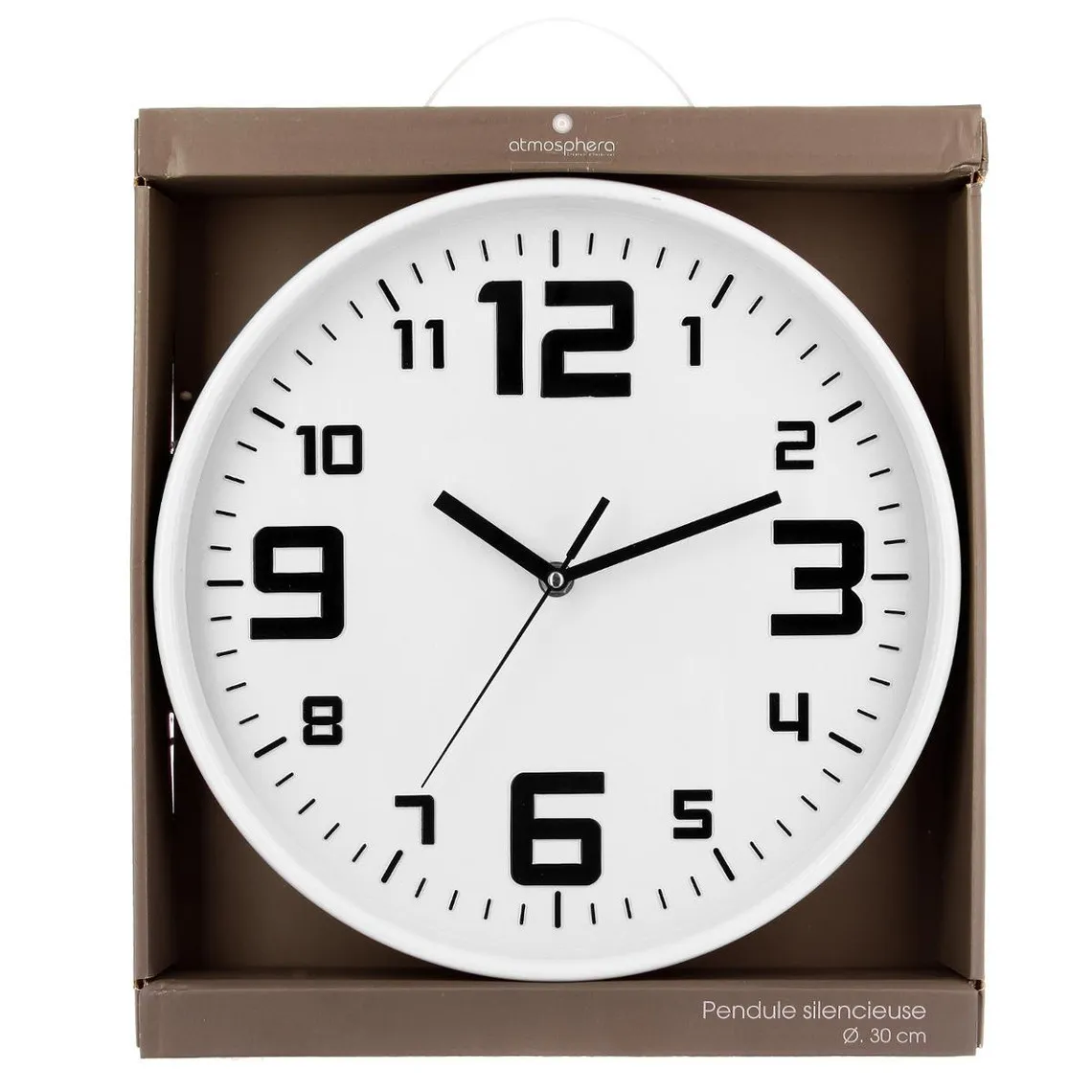 Pendule plastique silencieuse blanche D30 | 3 Suisses