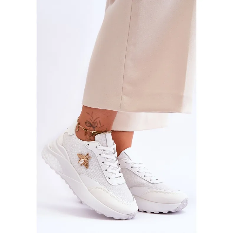 PS1 Chaussures de sport brillantes avec décoration Seneca blanche
