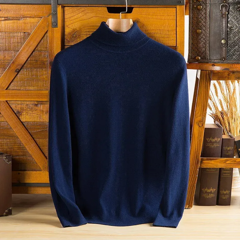 Pulls classiques à col roulé en laine fine
