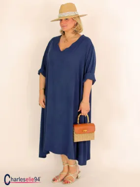 Robe oversize unie été BRENTA marine