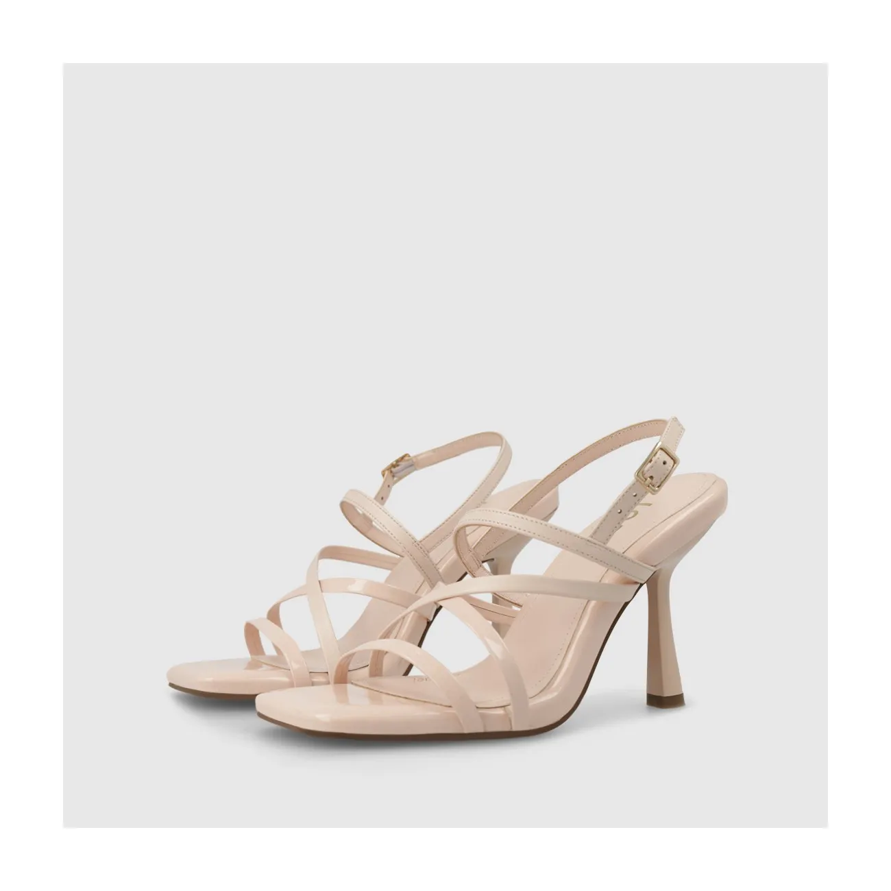 Sandale pour femme combinée en cuir et cuir verni beige rosé.I LODI Chaussures pour femme online.